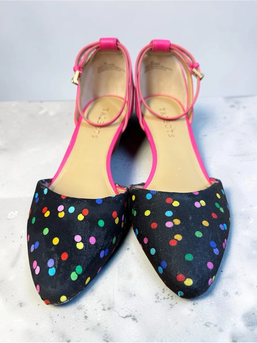 Talbots Multicolor Polka Dot Ankle Strap Wedge